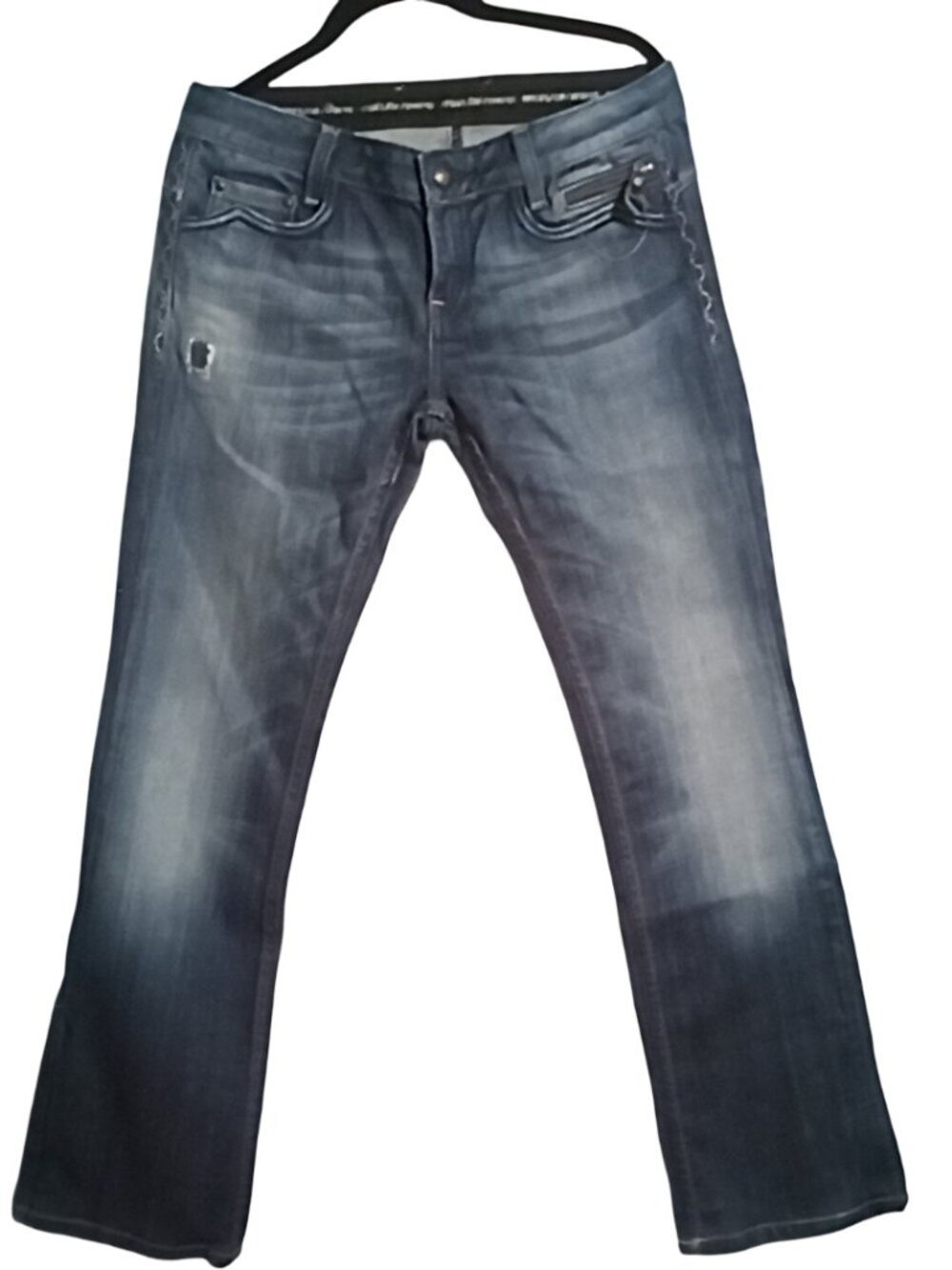 ReRock For Express Jeans Womens Bootcut Size 4R/27 Distressed Medium Blue Denim